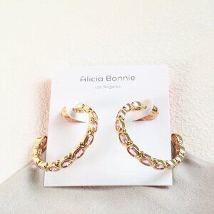 Alicia Bonnie Gold Blush Pink Abbie Hoop Earrings NEW